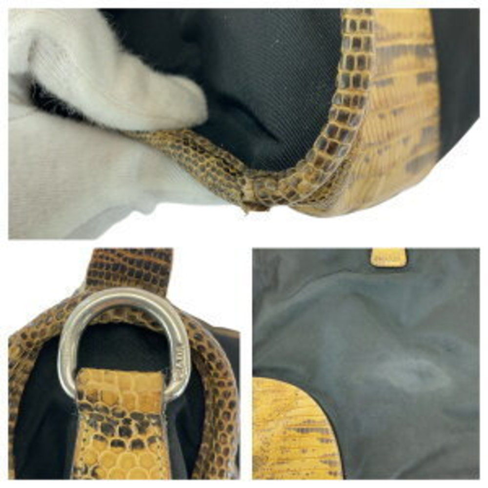 Prada Tessuto Triangular Black Nylon Python Tote … - image 4